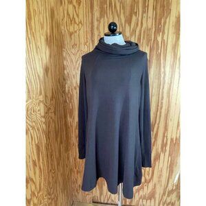 Cabi Sweater Dress Mini Stretch Long Sleeve Ribbed Cowl Neck Knit Brown Sz M